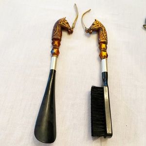 Vintage Shoe Horn and Brush | Horse Head
